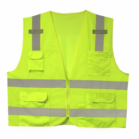 CORDOVA COR-BRITE Surveyor Vests, Lime, Solid Front Fabric & Polyester Mesh Back, 2XL VS2812XL